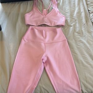 ALO Yoga Pink Leggings and Bra Set
